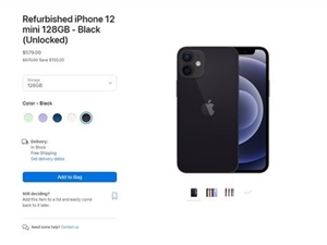 579美元!苹果官网上架iPhone 12 mini官翻版
