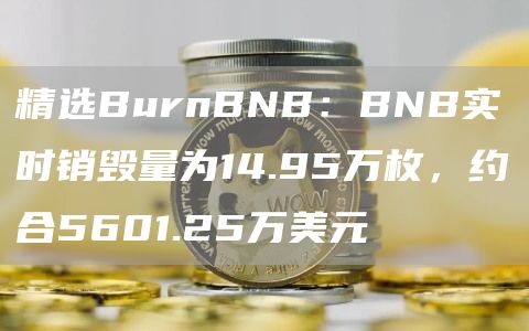 精选BurnBNB：BNB实时销毁量为14.95万枚，约合5601.25万美元1