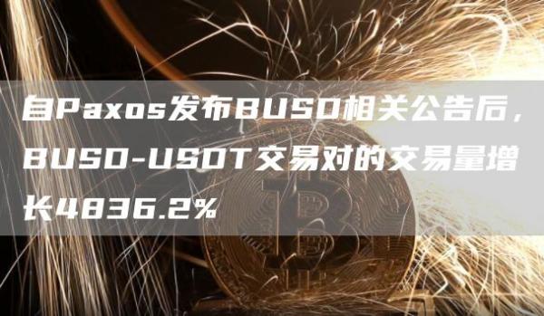 自Paxos发布BUSD相关公告后,BUSD-USDT交易对的交易量增长4836.2%1