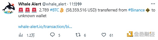 数据：2,789 BTC从Binance转移到未知钱包-第1张图片-欧意下载