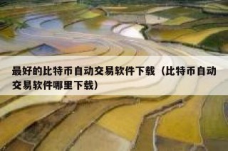 最好的比特币自动交易软件下载（比特币自动交易软件哪里下载）