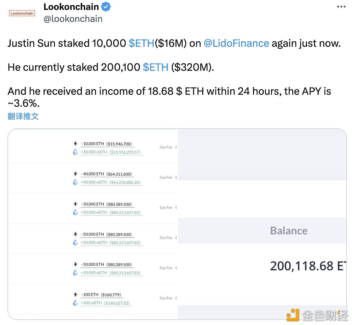 数据：孙宇晨在Lido新增质押1万枚ETH，目前共质押超20万枚ETH-第1张图片-欧意下载