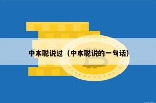 中本聪说过（中本聪说的一句话）