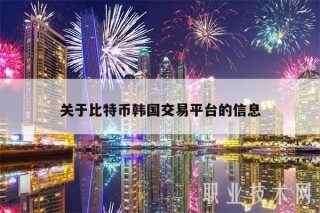 关于比特币韩国交易平台的信息